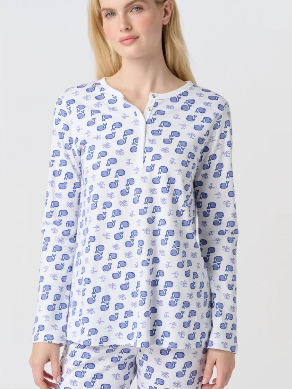 Roller Rabbit Pajamas - top only - white with whale print “Moby Pajamas”